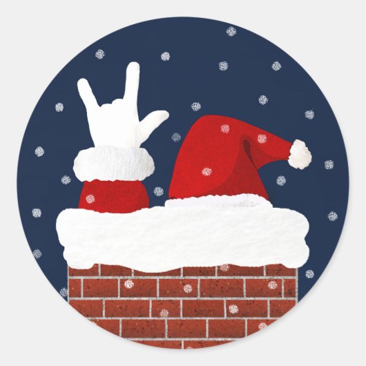 Ik hou van je handvorm ASL Santa Kerst sticker (Voorkant)