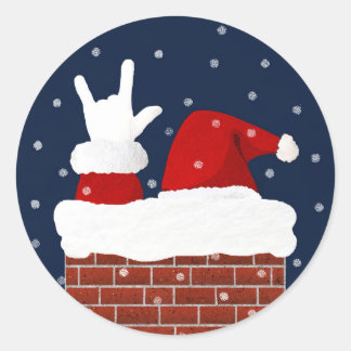 Ik hou van je handvorm ASL Santa Kerst sticker