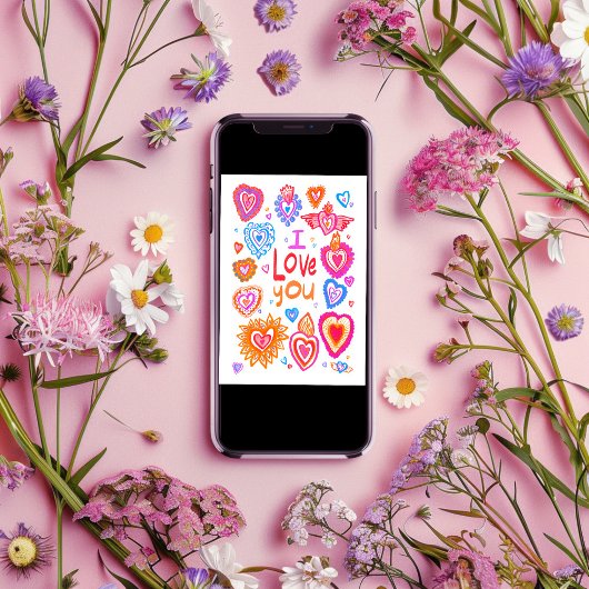 Ik hou van je Happy Valentijn Bright Whimsical Hea Kaart