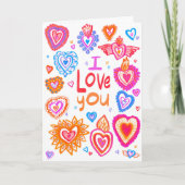 Ik hou van je Happy Valentijn Bright Whimsical Hea Kaart (Voorkant)