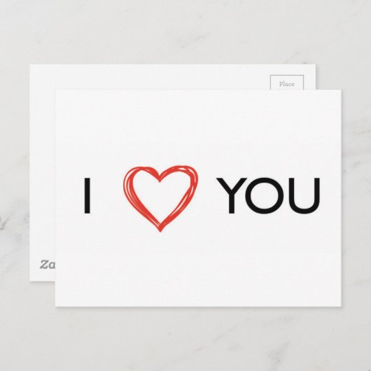 Ik hou van je hart briefkaart (Voorkant / Achterkant)