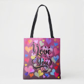 Ik hou van je hart, elegant, kleurrijk tote bag (Voorkant)