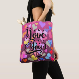 Ik hou van je hart, elegant, kleurrijk tote bag