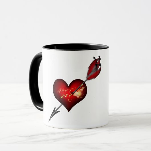 Ik hou van je hart en pijl mok (Voorkant links)