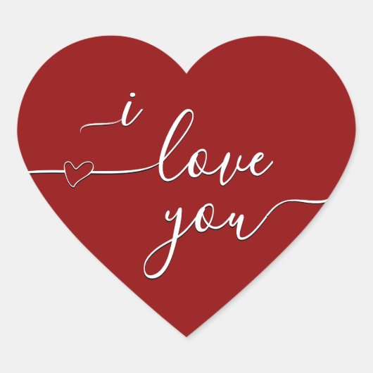 Ik hou van je hart fancy script op Classy Red Sticker (Voorkant)