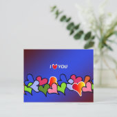 ik hou van je , hart galore kleurrijk design briefkaart (Staand voorkant)