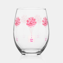 Ik hou van je hartballonnen Stemless wijnglas Wijnglas Zonder Voet