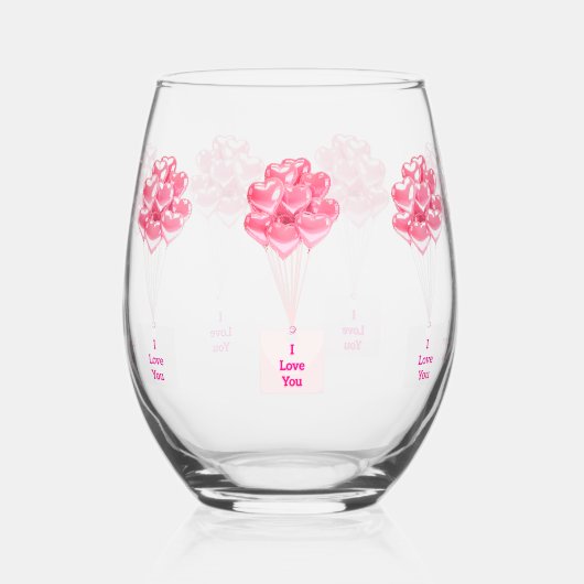 Ik hou van je hartballonnen Stemless wijnglas Wijnglas Zonder Voet (Voorkant)