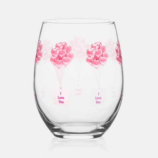 Ik hou van je hartballonnen Stemless wijnglas Wijnglas Zonder Voet (Achterkant)
