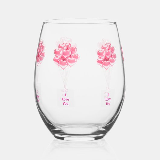 Ik hou van je hartballonnen Stemless wijnglas Wijnglas Zonder Voet (Rechts)