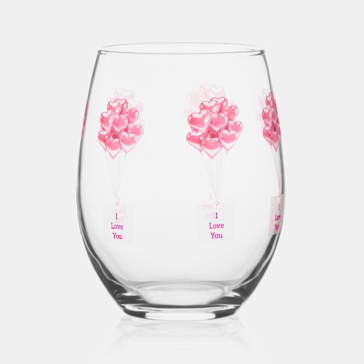 Ik hou van je hartballonnen Stemless wijnglas Wijnglas Zonder Voet (Links)