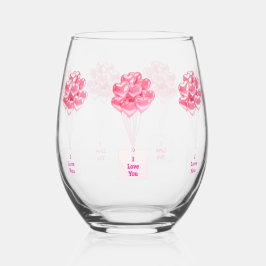 Ik hou van je hartballonnen Stemless wijnglas Zonder Voet