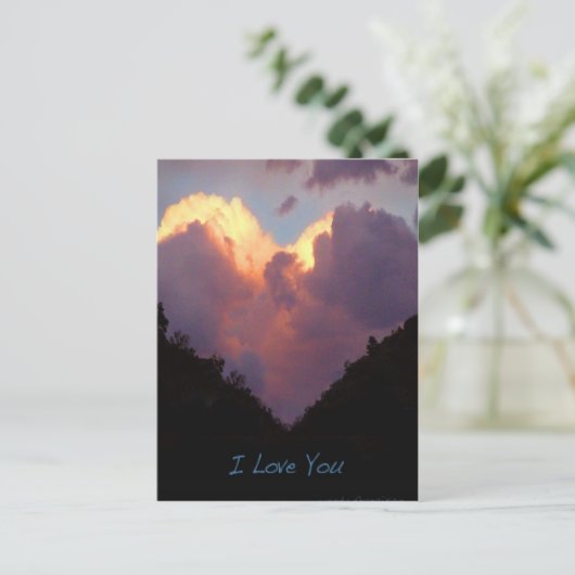Ik hou van je, hartcloud briefkaart (Staand voorkant)
