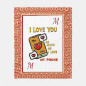 Ik hou van je harten Monogram Initialen Telefoon F Fleece Deken (Voorkant)