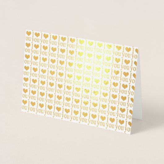 Ik hou van je, hartgoud folie kaarten (Voorkant)