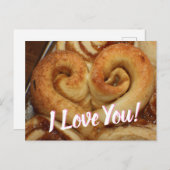 Ik hou van je, Heart Shaped Cinnamon Bun Briefkaart (Voorkant / Achterkant)