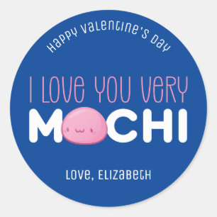 Ik hou van je hele Mochi Funny Cute Valentijnsdag Ronde Sticker