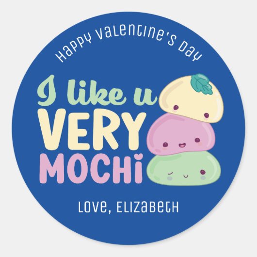 Ik hou van je hele Mochi Funny Cute Valentijnsdag Ronde Sticker (Voorkant)