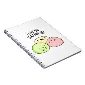 Ik hou van je hele Mochi Funny Food Pun Notitieboek (Rechterzijde)