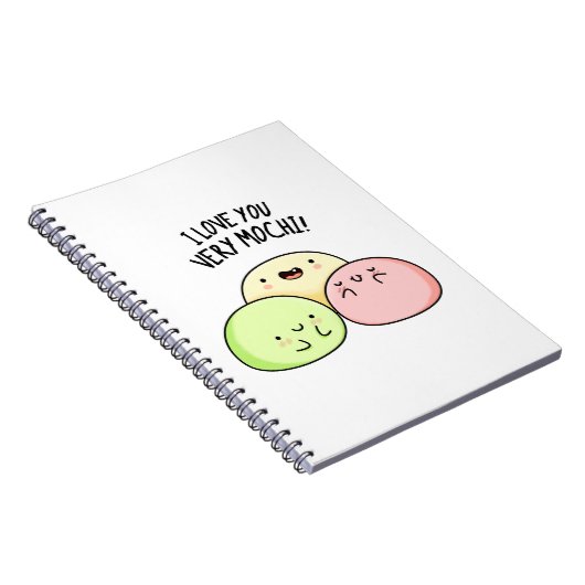 Ik hou van je hele Mochi Funny Food Pun Notitieboek (Rechterzijde)