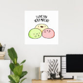 Ik hou van je hele Mochi Funny Food Pun Poster (Thuiskantoor)