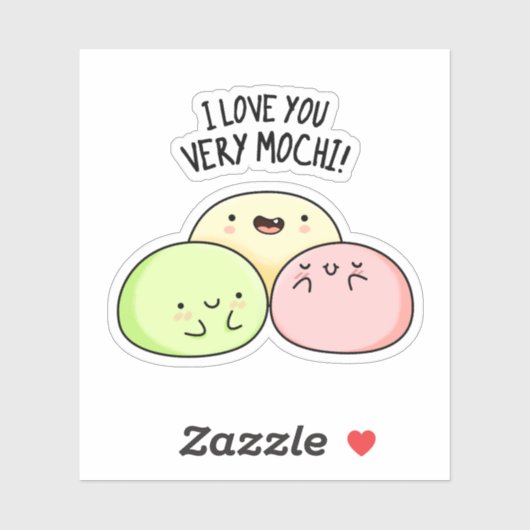 Ik hou van je hele Mochi Funny Food Pun Sticker (Vel)