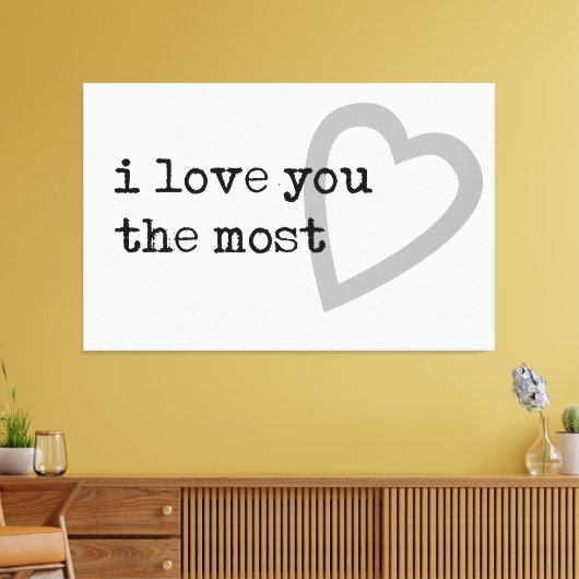 ik hou van je , het meest moderne hart canvas afdruk (Insitu (Woonkamer))