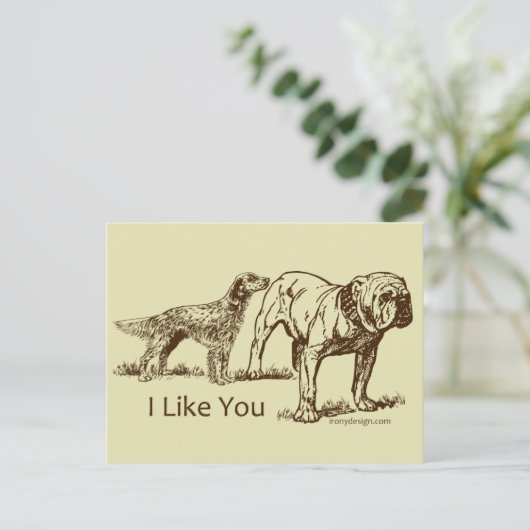 Ik hou van je hond briefkaart (Staand voorkant)