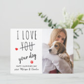 Ik hou van je hond grappige Valentijnsdag foto Feestdagenkaart (Staand voorkant)