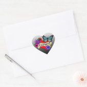 Ik hou van je | Hoorten, Rozen en botervliegen Hart Sticker (Envelop)