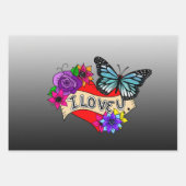 Ik hou van je | Hoorten, Rozen en botervliegen Inpakpapier Vel (Voorkant)