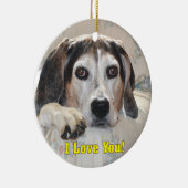 Ik hou van je! Hound Dog Keramisch Ornament (Rechts)