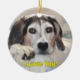 Ik hou van je! Hound Dog Keramisch Ornament