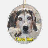 Ik hou van je! Hound Dog Keramisch Ornament (Links)