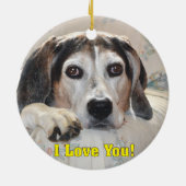 Ik hou van je! Hound Dog Keramisch Ornament (Achterkant)