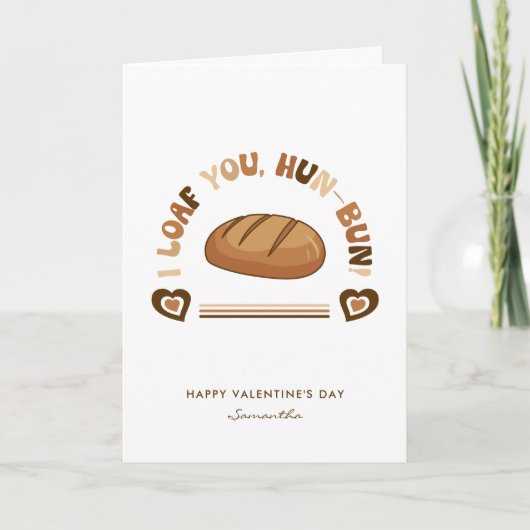 Ik hou van je Hun-Bun Baker Pun Funny Valentijns's Feestdagen Kaart (Voorkant)