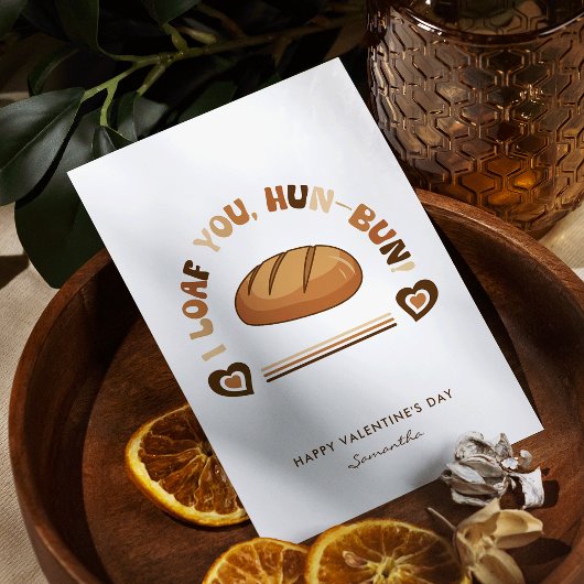 Ik hou van je Hun-Bun Baker Pun Funny Valentijns's Feestdagen Kaart