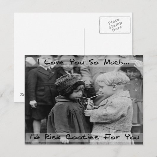 Ik hou van je, ik heb een riskante postkaart (Voorkant / Achterkant)