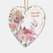 Ik hou van je, ik hou van kardinalen keramisch ornament (Links)
