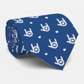Ik hou van je (ILY) Handshape Blue Stropdas (Opgerold)