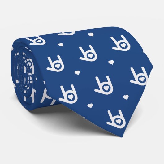 Ik hou van je (ILY) Handshape Blue Stropdas (Opgerold)