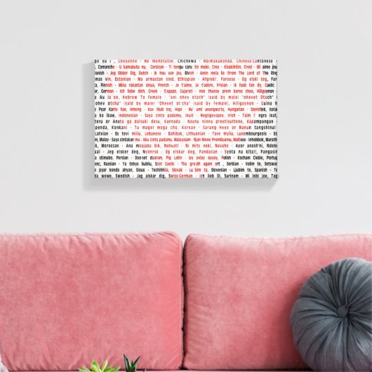 Ik hou van je in 100 talen canvas afdruk (Insitu (Woonkamer))