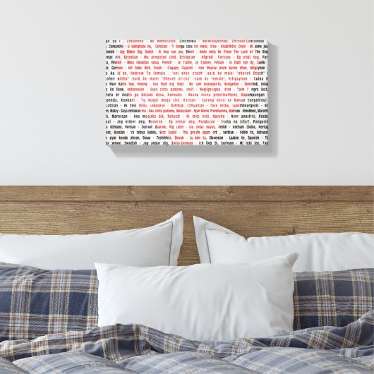 Ik hou van je in 100 talen canvas afdruk (Insitu (Slaapkamer))