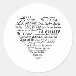 Ik hou van je in andere talen 5 ronde sticker