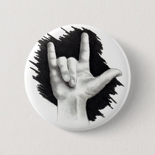 Ik hou van je in ASL #2 Ronde Button 5,7 Cm (Voorkant)