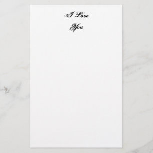 Ik hou van je. In een manuscriptdoopvont. Zwart-wi Briefpapier