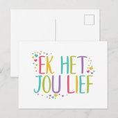 Ik hou van je in het Afrikaans Ek het jou lief, re Briefkaart (Voorkant / Achterkant)