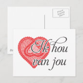 Ik hou van je in het Nederlands - Ik hou van jou Briefkaart (Voorkant / Achterkant)