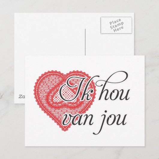 Ik hou van je in het Nederlands - Ik hou van jou Briefkaart (Voorkant / Achterkant)
