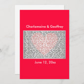 Ik hou van je in het rode hart van 100 talen feestdagenkaart (Voorkant / Achterkant)